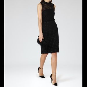 REISS DENISE LACE PENCIL SKIRT